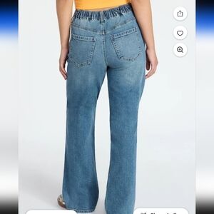 No Boundaries Womens Jeans Medium Wash Size L High Rise Baggy Wide Leg 30 Inseam